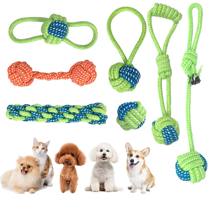 WALLE Dog Toys Puppy Toys for 8 Weeks 7PCS Durable Dog Rope Toys Chew Toys Gift Set for Small Dogs Teething Training style 1 - PawsPlanet Australia