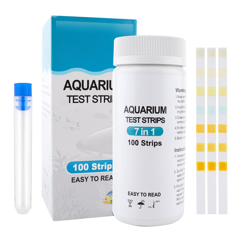 Quazilli 100 Pcs Aquarium Test Strips 7 in 1 PH Test Strips Fish Tank Water Testing Kit for Testing Tropical Fish Tank Aquarium - PawsPlanet Australia