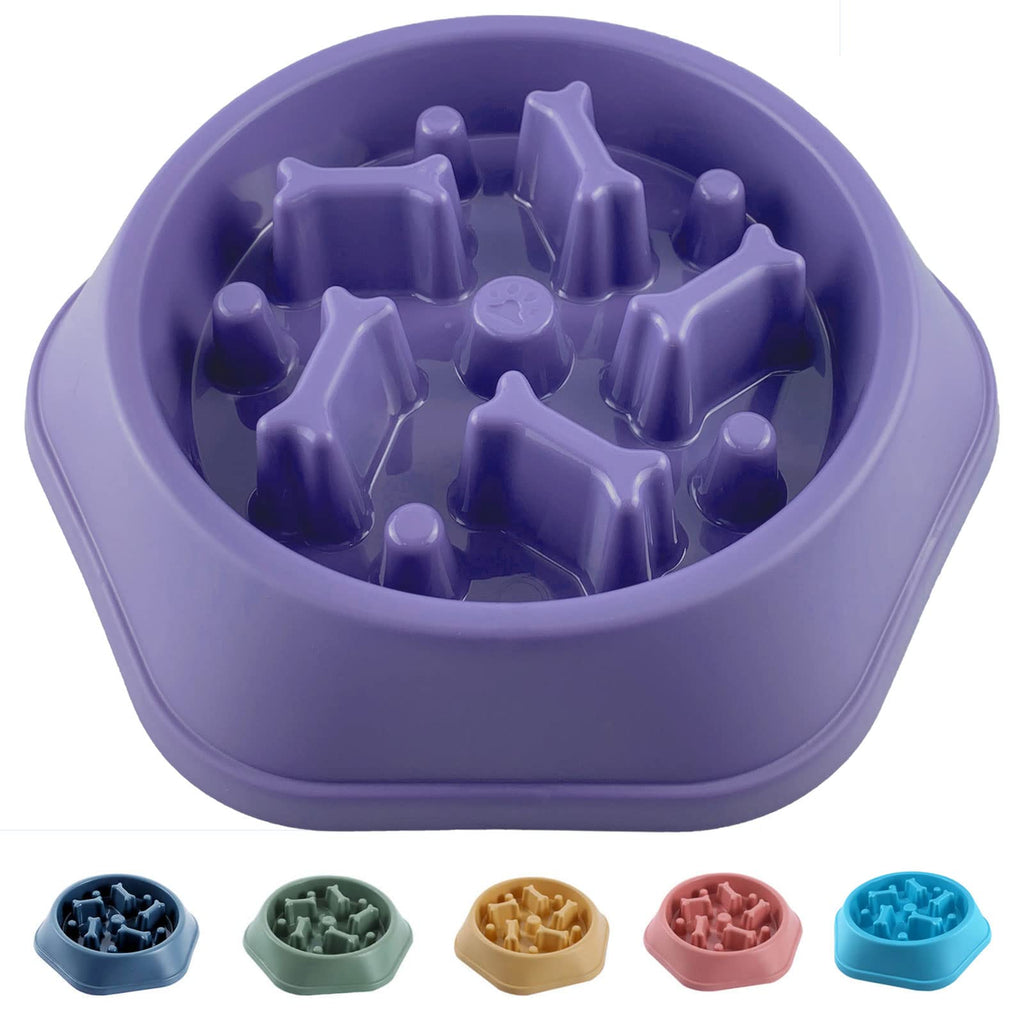 Slow Feeder Dog Bowls Food Stop Bloat Anti Gulping Healthy Eating Interactive Non Slip Dog Slow Feeder Pet Bowl Slow Eating for Small Medium Size Dogs (Bone-Lavender) 1.LAVENDER - PawsPlanet Australia