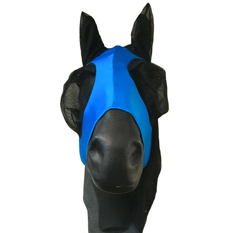 Horse Master Fly Mask Ear Bonnets - Noise Cancelling Breathable Fly Veil For Cob Pony - Equestrian Lightweight Fine Mesh Fly Mask With Ears for UV Protection (Cob, Blue) - PawsPlanet Australia