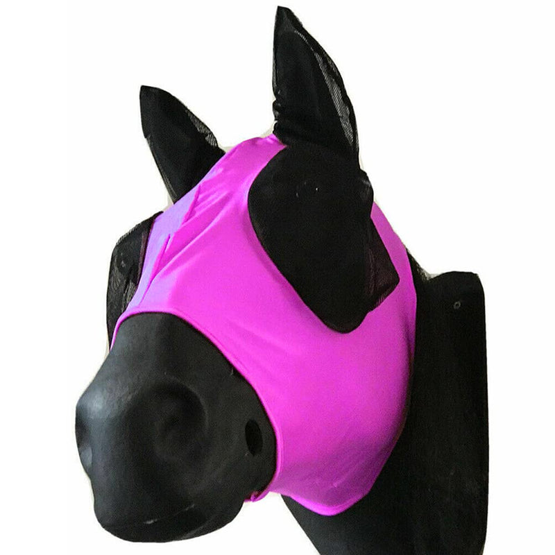 Horse Master Fly Mask Ear Bonnets - Noise Cancelling Breathable Fly Veil For Horse Cob Pony - Equestrian Lightweight Fine Mesh Fly Mask With Ears for UV Protection (Cob, Pink) - PawsPlanet Australia