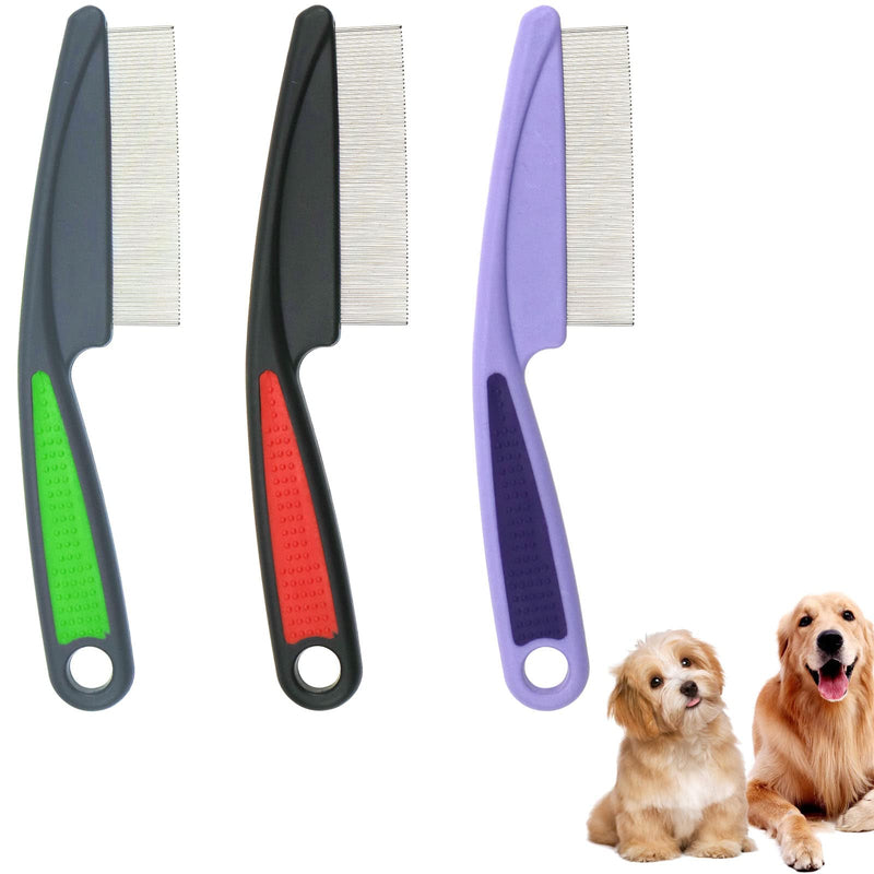 3 Pcs Pet Grooming Dematting Comb Stain Remover Pet Combs Flea Comb for Cat Dog Fleas Lice Tear Fine Tooth Grooming Removal Tool - PawsPlanet Australia