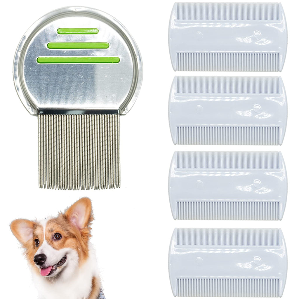 5 Pieces Flea Lice Combs, Metal Head Lice Combs Grooming Lice Removal Combs Plastic Stainless Steel Nit Combs For Kids Adults Pets Dog Long Fine Thick Hair - PawsPlanet Australia
