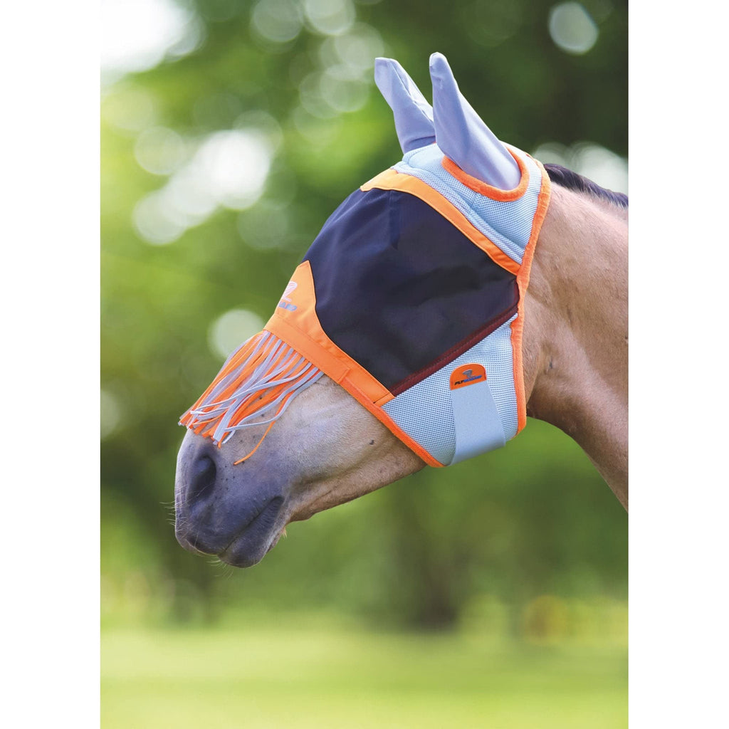 Shires Air Motion Fly Mask with Ears & Fringe - Orange Small Pony - PawsPlanet Australia