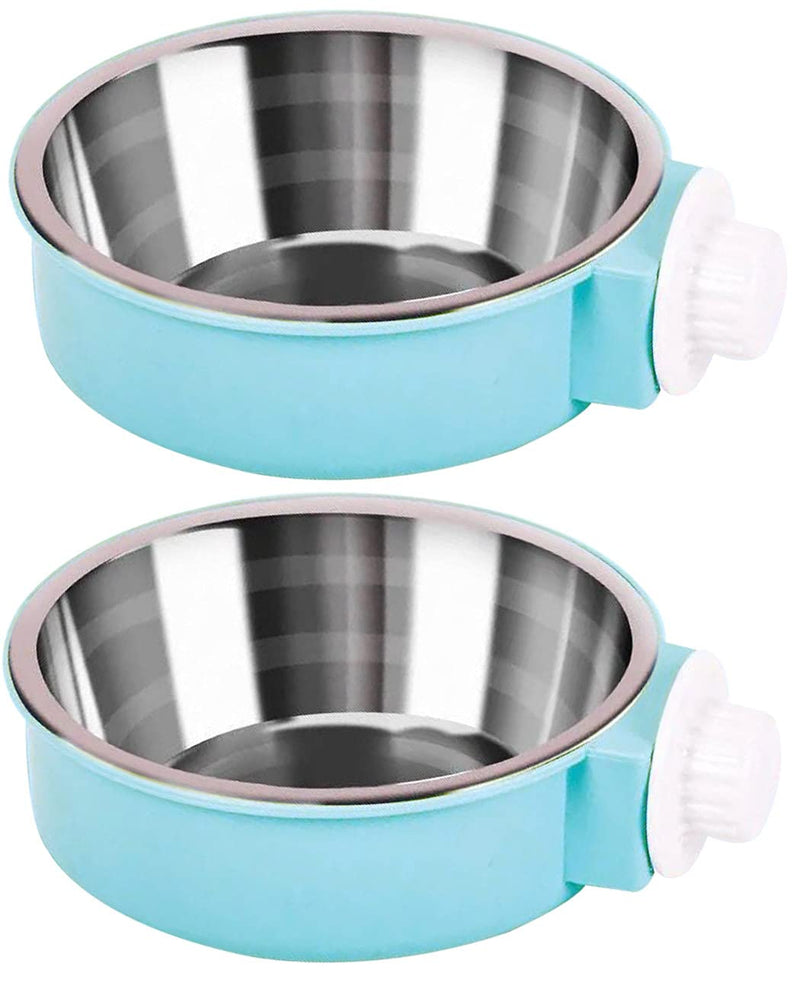 Hxiu Crate Water Bowl ，Removable Crate Dog Bowl Pet Dog Coop Cups, Crate Bowls Puppy Hanging Dog Bowl Pet Feeder Detachable Stainless Steel Bowl for Pet Dog Cat Feed Bowl (Blue-2PCS) Blue-2PCS - PawsPlanet Australia