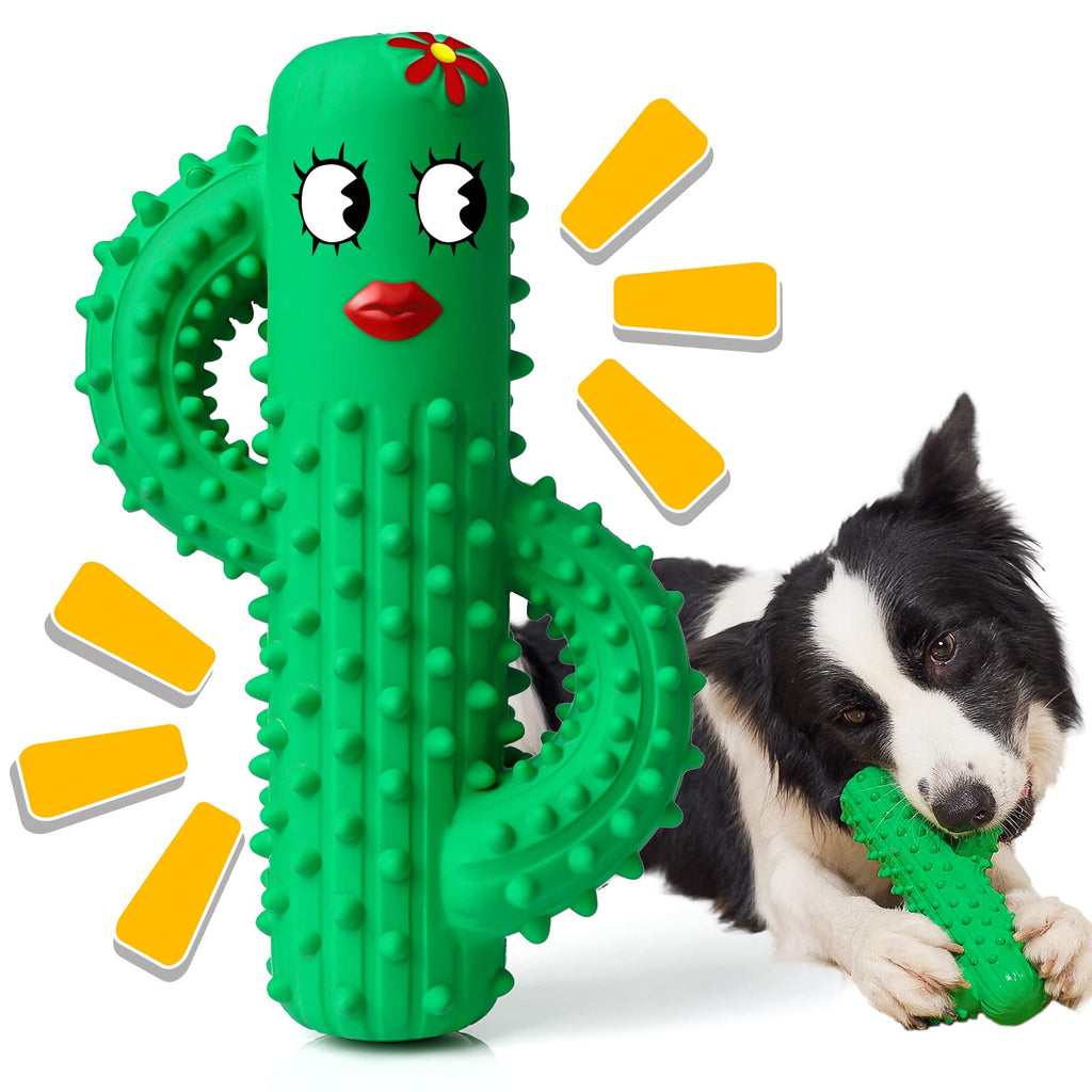 Rmolitty Dog Toys, Indestructible Tough Squeaky Dog Chew Toys, Puppy Teething Toys for Small Medium Dogs (cactus) cactus - PawsPlanet Australia