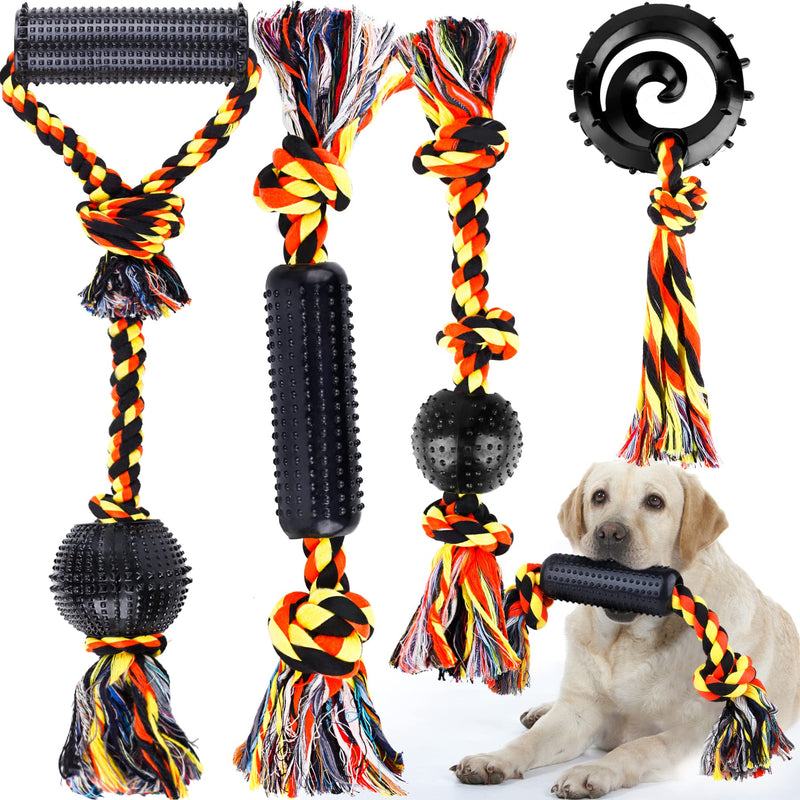 4PCS Durable Dog Chew Toys, Puppy Chewing Toy Set with Ball Colorful Knot Ropes Toys, Aggressive Chewers Pet Dog Interactive Toys, Teething Training Avoid Boredom Anxiety Gift for Medium Large Breeds - PawsPlanet Australia