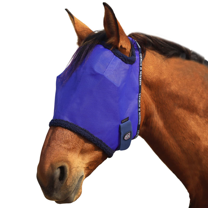 Harrison Howard Standard Horse Fly Mask with Comfort Fleece Padding UV Protection for Horse Medium (Cob) Deep Navy - PawsPlanet Australia