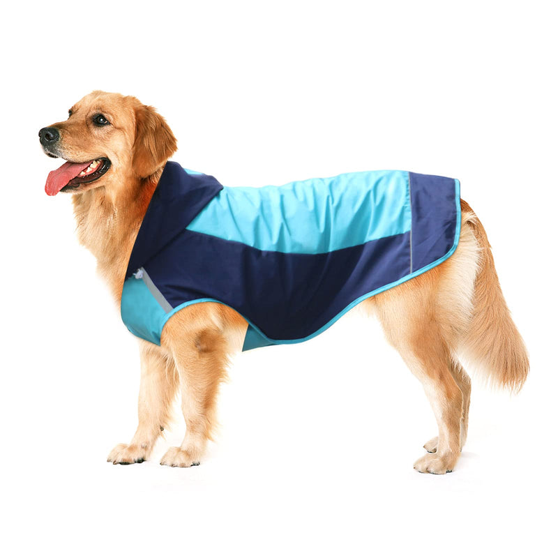 Dog Coats Waterproof with Hat for Medium Large Dogs,Adjustable Windproof Dog Raincoat Reflective Pet Vest with Breathable Mesh Lined,Lightweight Dog Jacket with Harness Hole for Outdoor (Medium, Blue) - PawsPlanet Australia