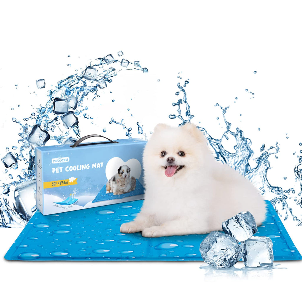 Nobleza Dog Cooling Mats, S 40x50cm Durable Pet Cool Mat Easy to Clean, Safe Gel Self Cooling Pad, Foldable Soft Cool Bed Mattress for Small Dogs Cats Puppy Kitty in Hot Summer S 50x40cm water drop printing - PawsPlanet Australia