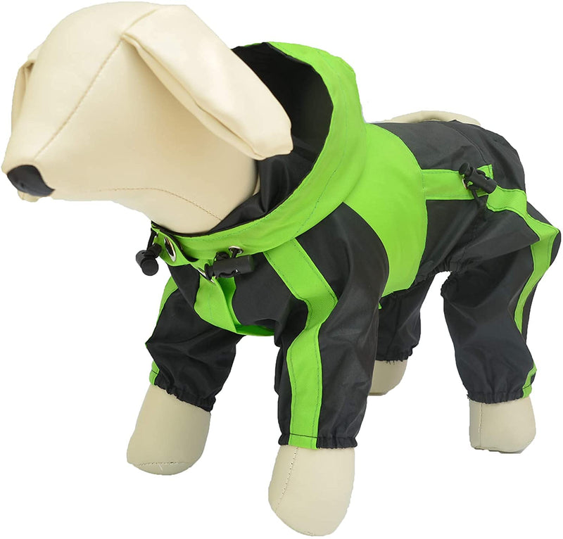 Lovelonglong Dog Hooded Raincoat, Small Dog Rain Jacket Poncho Waterproof Clothes with Hood Breathable 4 Feet Four Legs Rain Coats for Small Medium Large Pet Dogs Green XS XS (Small Dog) - PawsPlanet Australia