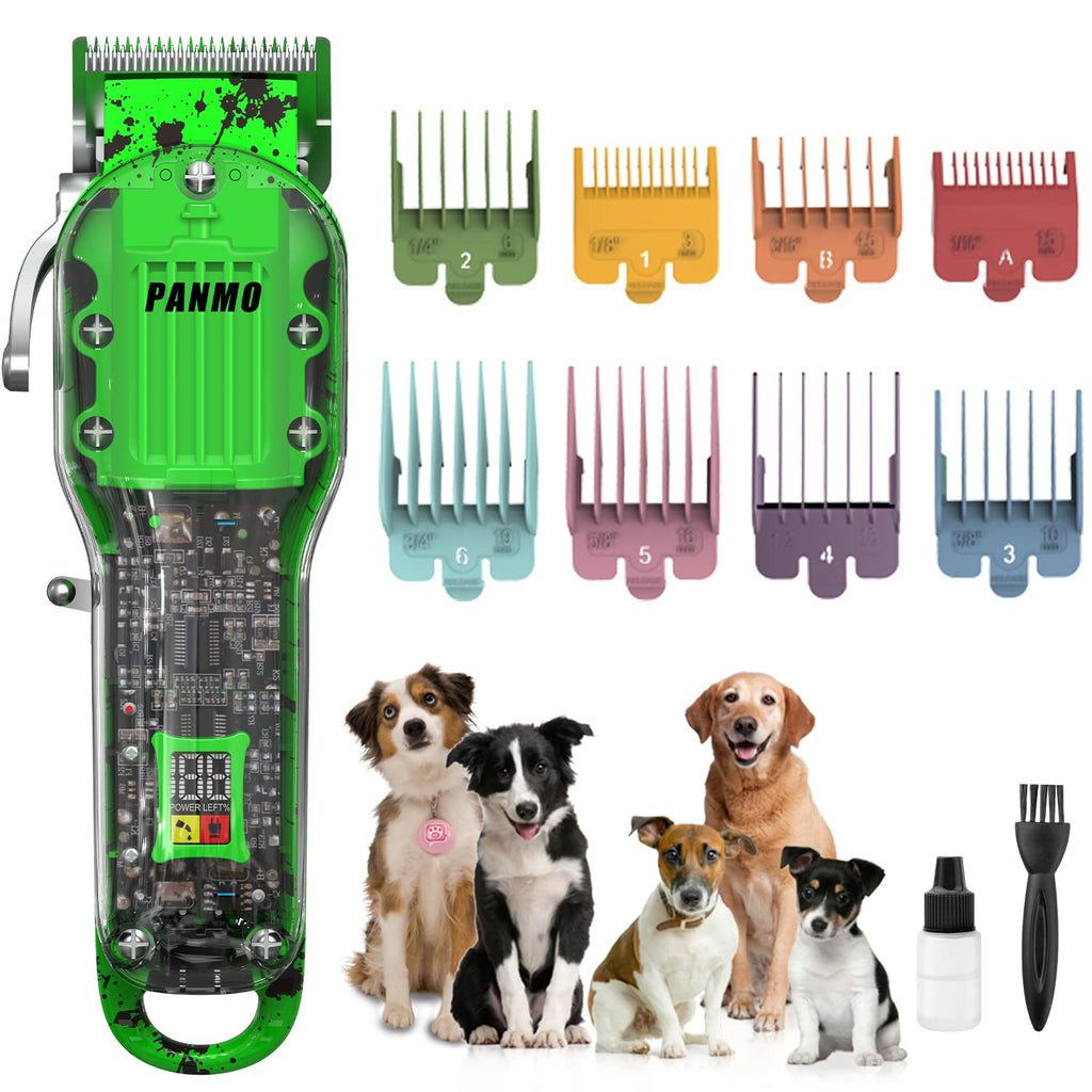 PANMO Professional Dog Clippers, Rechargeable Pet Grooming Kit Cordless Trimmer with 8 Guard Combs Best Shaver for Dogs Cats Pets - PawsPlanet Australia