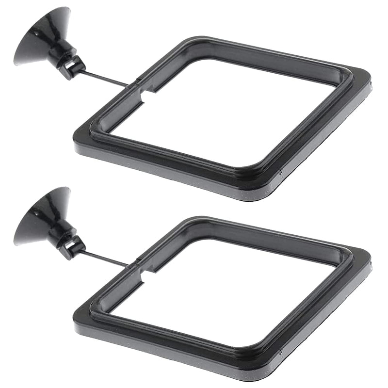 WanFengXue 2 Pcs Fish Feeding Ring Black 10cm Square Aquarium Fish Feeder with Suction Cups for Goldfish and Other Smaller Fish - PawsPlanet Australia
