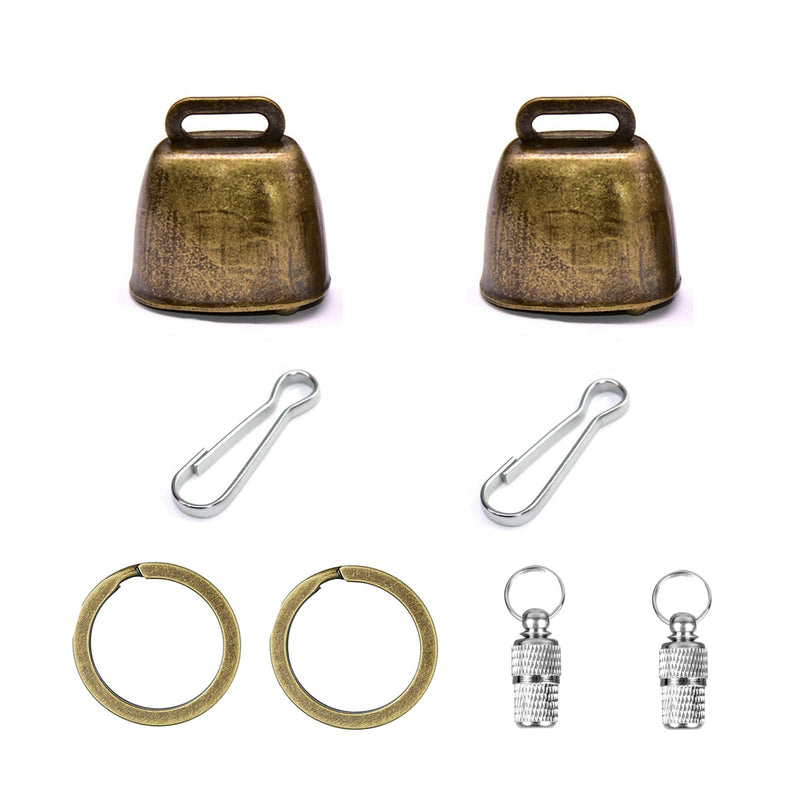 Yitaocity 2Pack Retro Brass Bell, Dog Cat Collar Bell Pet Bells, Cow Horse Sheep Grazing Copper Bells,Cattle Farm Animal Loud Bronze Bell,Pet Anti-Theft Bell with Pet Anti- Lost Tags Tubes Green Bronze - PawsPlanet Australia