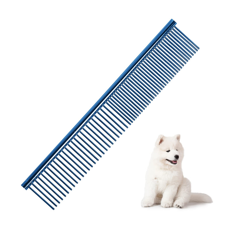 Beaface Dog Comb, Pet Grooming Comb Stainless Steel Dog Combs, Rounded Teeth Pet Combs for Large Medium and Small Dogs and Cats 19 x 3.5 cm (Blue) Blue - PawsPlanet Australia