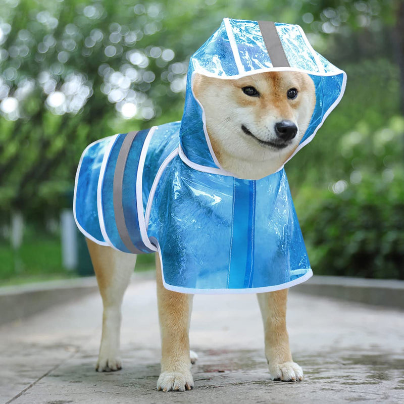 Idepet Dog Raincoat Dogs Rain Jacket Waterproof Pet Vest Dogs Rain Poncho Reflective Puppy Rain Hoodie with Safety Strip for Large Small Medium Dogs and Cats (XS, Blue) XS - PawsPlanet Australia