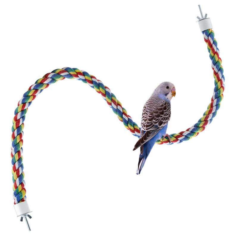 Bird Perch- Cage Rope for Parrot/Parakeet/Cockatiel Bungee Toy Comfy Colorful (31.5 Inch Long, Metal Nuts) 31.5 Inch Long - PawsPlanet Australia