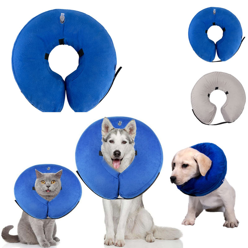 Komate Inflatable Recovery Collar for dog cat after surgery Pet Neck Collar Adjustable Protective Puppy Cone E-Collar Elizabeth collar Prevent Licking Biting Wounds (XS, Blue) XS - PawsPlanet Australia