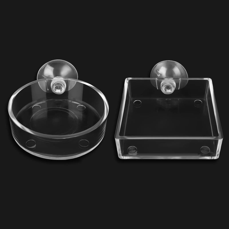 cobee Aquarium Feeding Bowl, 2 Pieces Fish Shrimp Feeding Dish Acrylic Clear Shrimp Feeding Tray Tank Feeding Bowls with Suction Food Water Bowl for Reptiles Shrimp Tropical Fish - PawsPlanet Australia