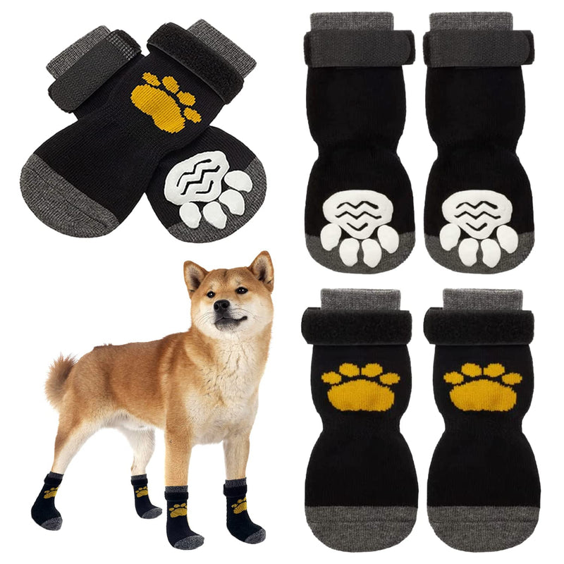 Ewolee Dog Socks, 3 Pairs Anti-Slip Dog Socks Dog Walking Socks, Dog Cat Paw Protectors with Rubber Bottom and Adjustable Straps, Traction Control for Pet Indoor Wear (S) S - PawsPlanet Australia