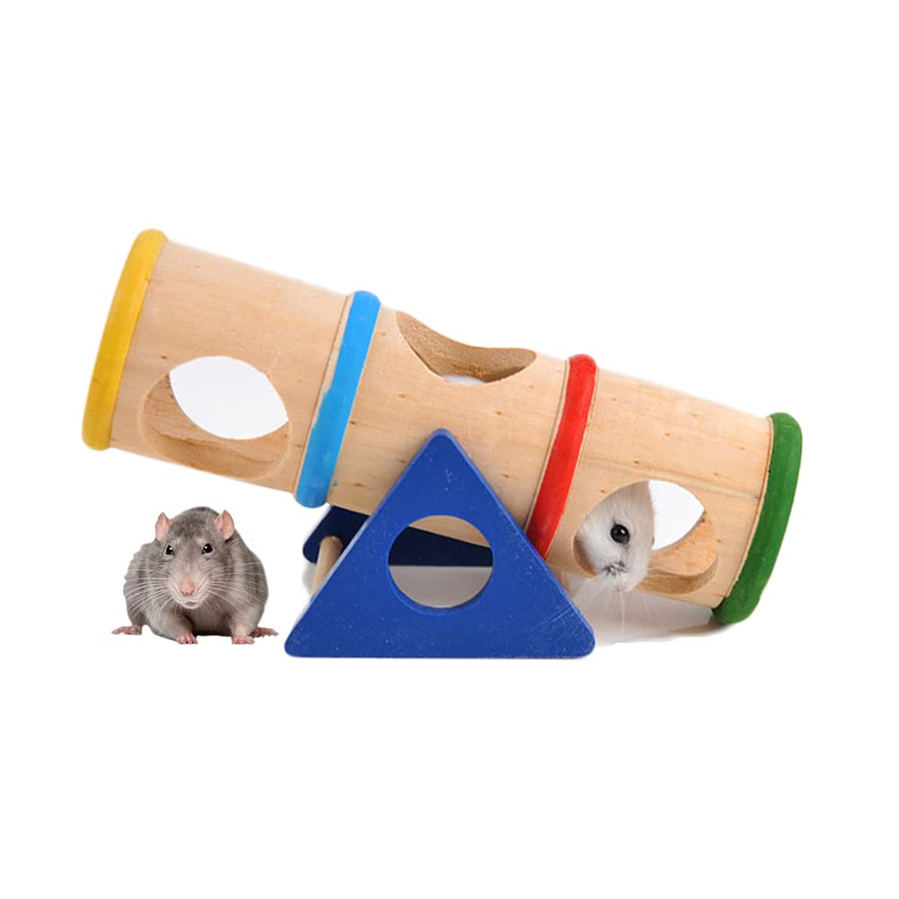 TeTupGa Wooden Hamster Tunnel Tube, Bridge Ladder Tunnel Exercise Seesaw Small Animal House Exercise Toy Playground for Dwarf Rat Hamster - PawsPlanet Australia