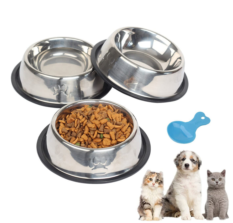3 Pack Cat Bowl Stainless Steel, Non-Slip Metal Cat Food Water Bowls, Pet Feeding Bowl with Rubber Base for Indoor Cats Small Dogs - PawsPlanet Australia