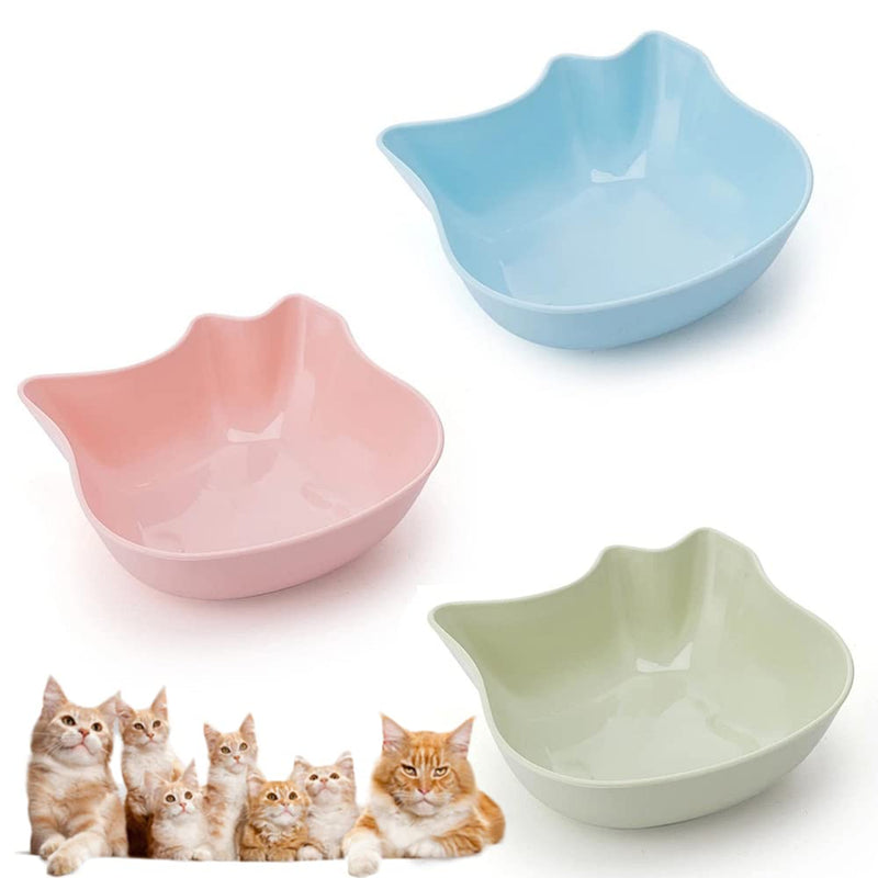 3 Pack Cat Feeding Bowls Anti Slip Multipurpose Cat Food Bowls Plastic & Cute Pet Bowl Cat Dish for Wet Food and Water Cat Bowls for Indoor Cats Kittens Puppies - PawsPlanet Australia