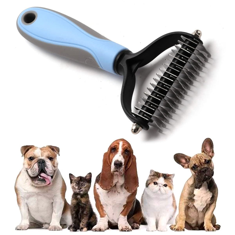VANANA Pet Grooming Comb, 2 Sided Undercoat Rake Brush for Dogs Cat Safe Dematting Deshedding Pets Fur Knot Cutter Shedding Pet Grooming Tool - PawsPlanet Australia