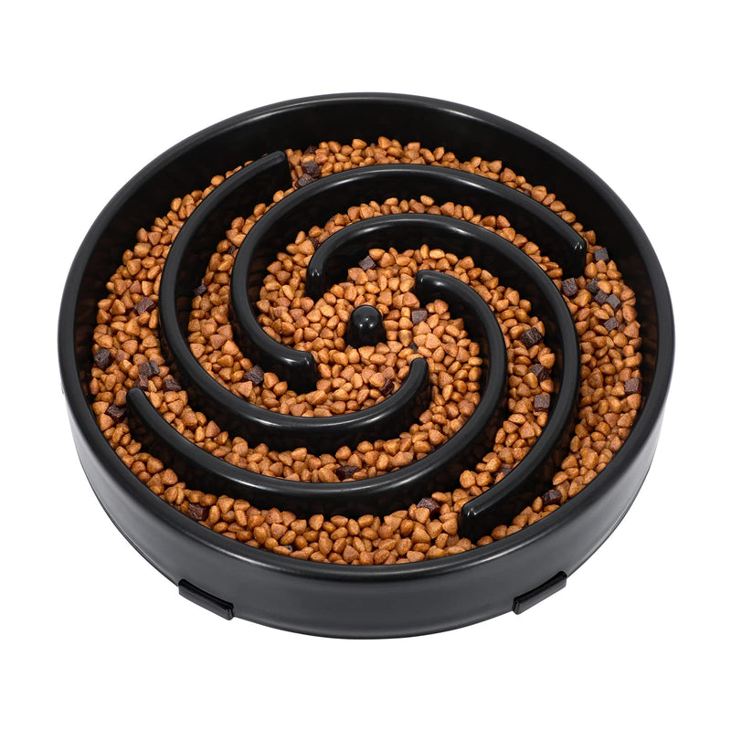 LEACOOLKEY Large Slow Feeder Dog Bowl,Maze Interactive Slow Bowl for Dogs,Anti Gulping Healthy Eating,Stop Bloat Pet Slow Down Feeding Dishes for Medium/Big Dogs(Black) Black - PawsPlanet Australia