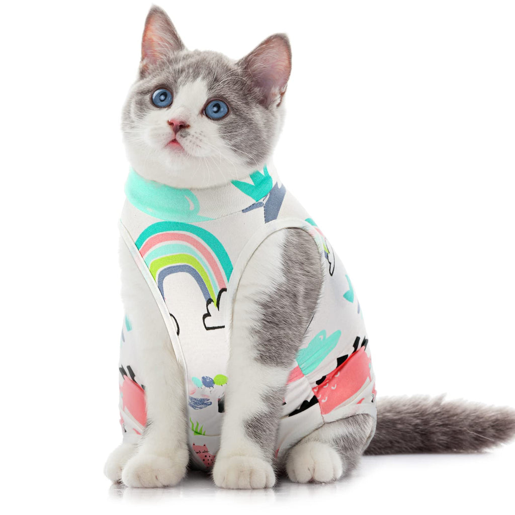 Cat Recovery Suit Soft E Collar Alternative Breathable Cat Vest Animal Printed Cat Clothing for Home Indoor Cats Kitty Small Dogs Pet Abdominal Wounds, Skin Diseases, After Surgery Wear - PawsPlanet Australia