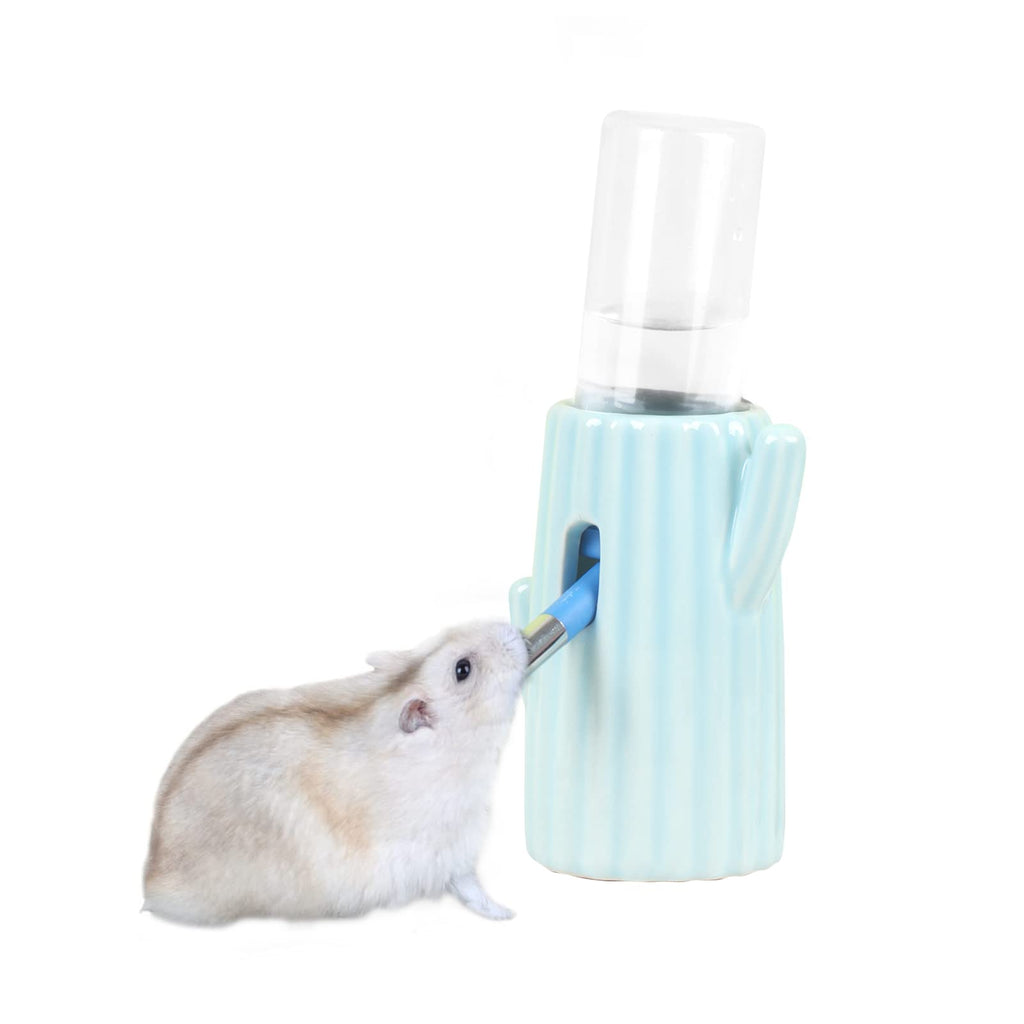 BUCATSTATE Hamster Water Bottle Cactus Ceramic Leakproof 120ml Guinea Pig Water Bottles Rabbit Water Bottle with Holder Water Feeder for Small Animals (Blue) Blue - PawsPlanet Australia