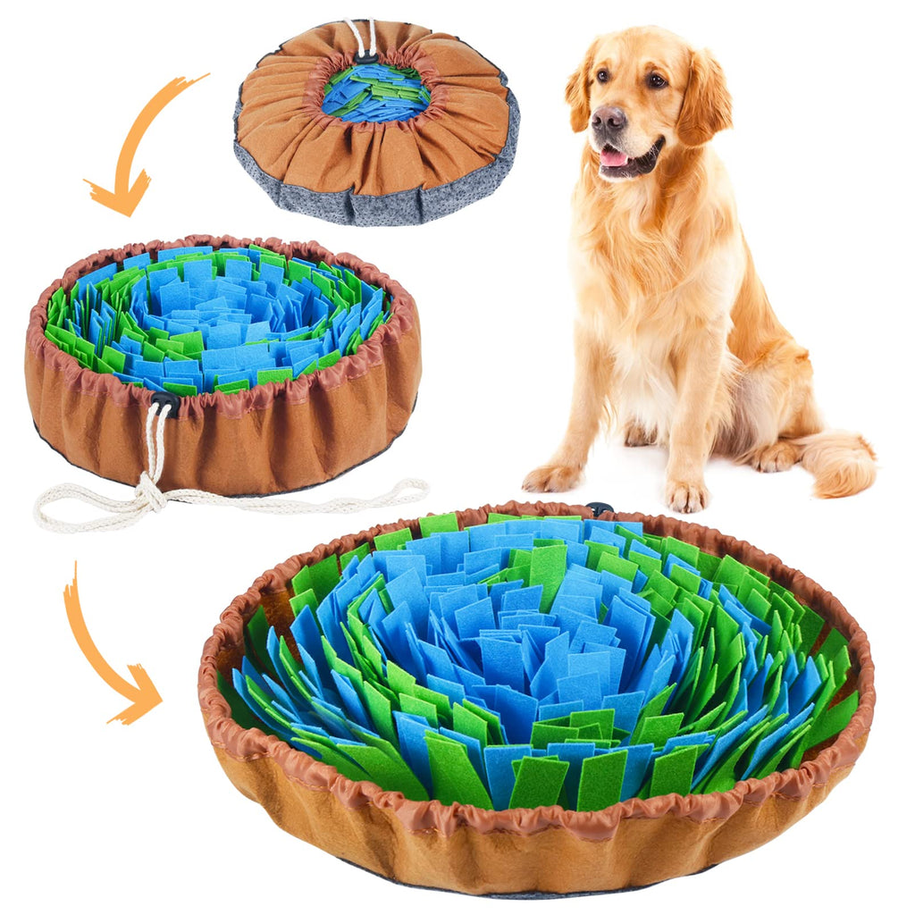 Vivifying Snuffle Mat for Dogs,Durable Pet Feeding Mat, Washable Interactive Game Toy Dog Mat for Large Dog and Puppies（Diameter: 19.3in / 49cm） Blue Green - PawsPlanet Australia