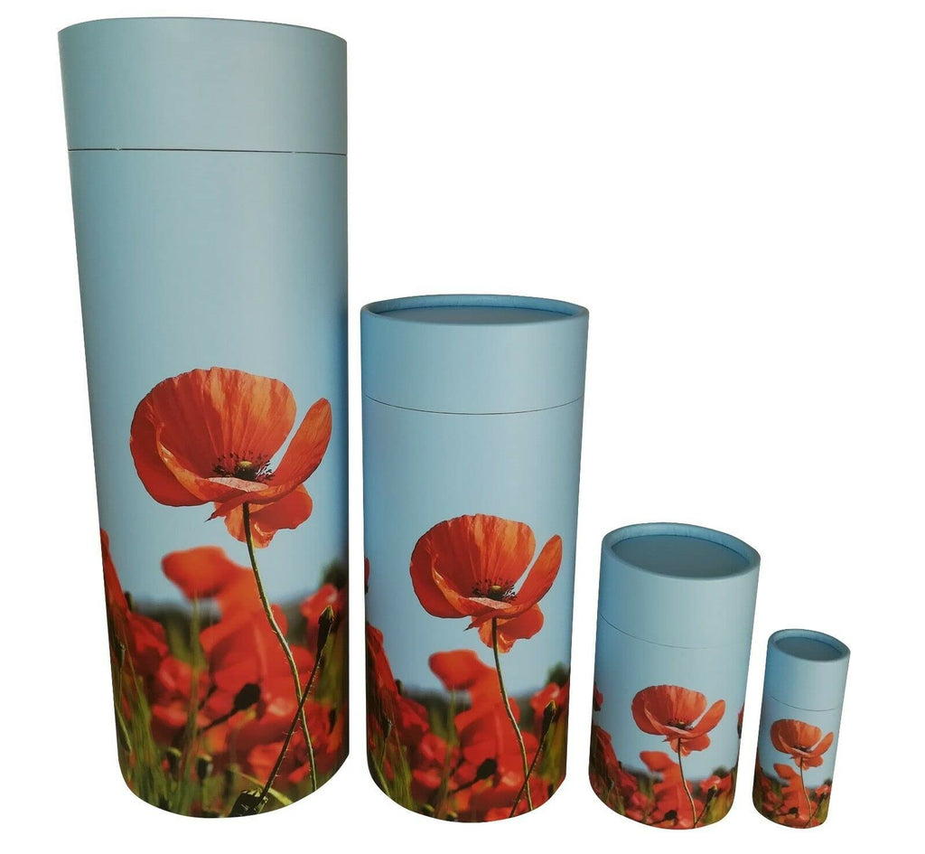 Scatter Tube Ashes Urn Plain Poppy Flower Adult child Large Medium Small Keepsake Pet (Extra Small) Extra Small - PawsPlanet Australia