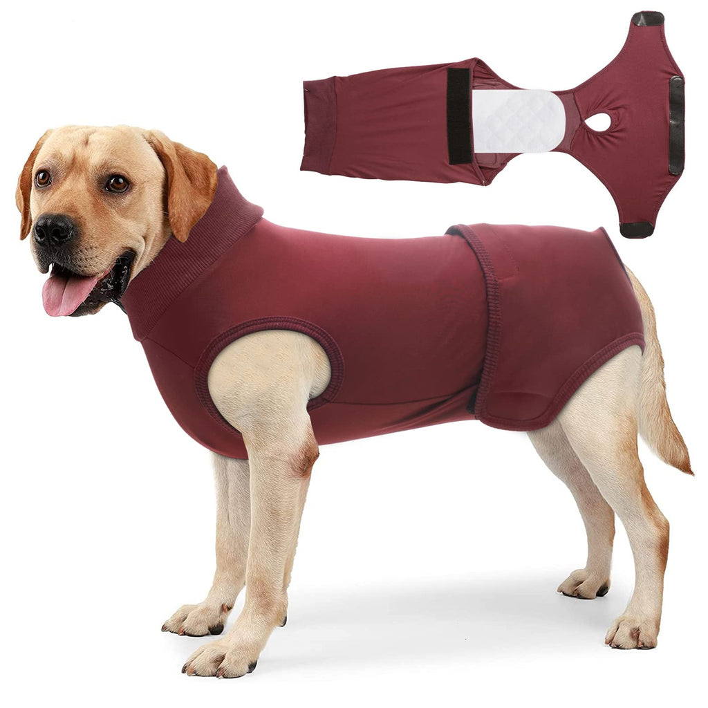 Vanansa Dog Recovery Suit, Elastic Dog Surgical Suit for Puppy Small Dog, Medical Dog Suit for after Surgery Wear E-Collar Alternative,Burgundy,XXS XXS Burgundy - PawsPlanet Australia