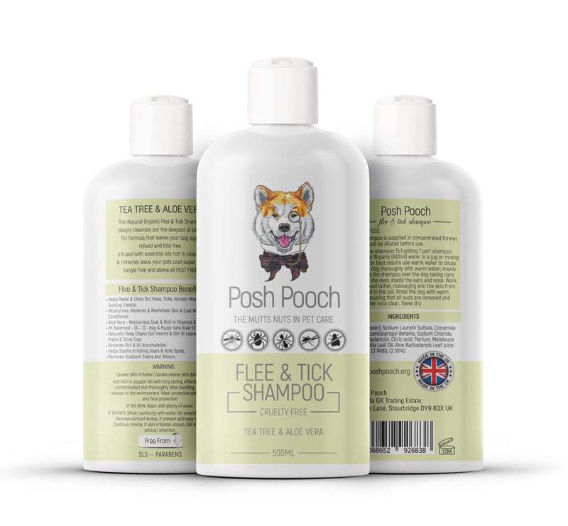 Flea & Tick Shampoo For Dogs 500ml Naturally Washes Out Harvest Mites, Ticks, Fleas & Insects Soothes & Helps Prevent Further Bites Concentrated Natural 15:1 Anti-Bac Itch Dry Cracked Skin Shampoo - PawsPlanet Australia