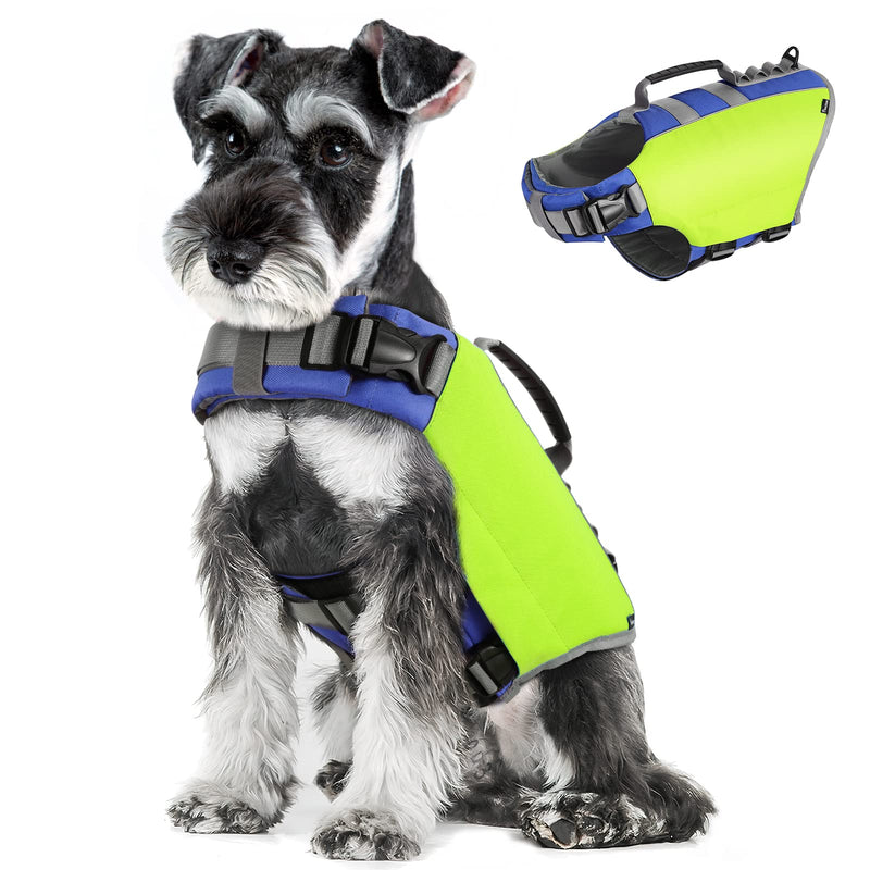 Pawaboo Dog Life Jacket, Reflective Dog Safety Vest Adjustable Pet Life Preserver with Strong Buoyancy & Durable Rescue Handle, Ripstop Dog Lifesaver Vests for Swimming, Boating - Bright Yellow, S - PawsPlanet Australia