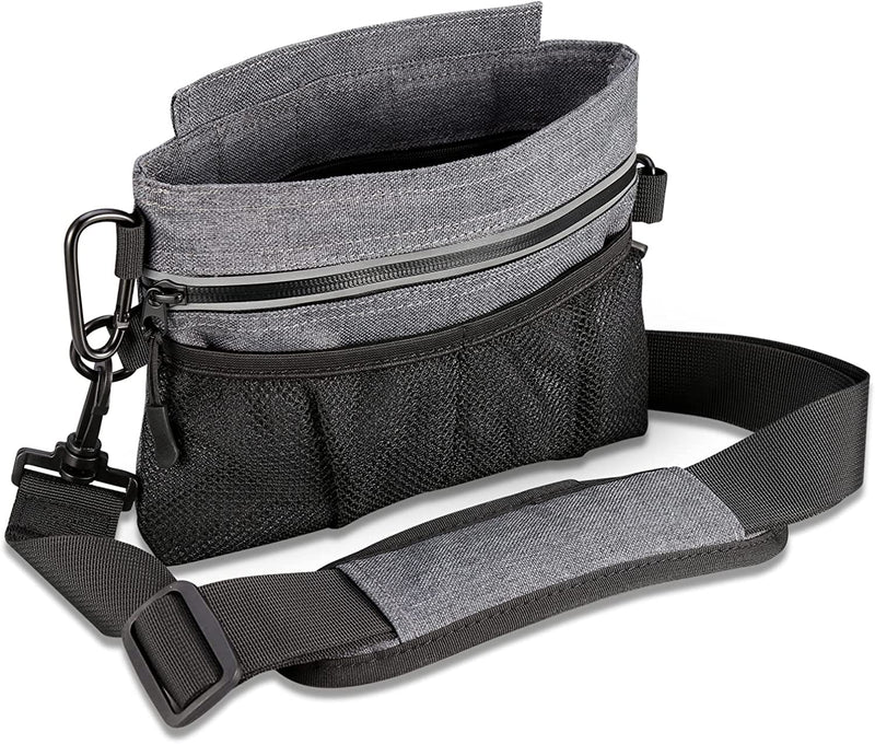 ORIA Dog Treat Training Pouch, Magnetic Closure Pet Food Bag, Dog Training Waist Bag with Removable Inner Pocket, Built-in Poop Bag Dispenser, Perfect for Storage Treats, Balls, Toys and etc. -Grey Grey - PawsPlanet Australia