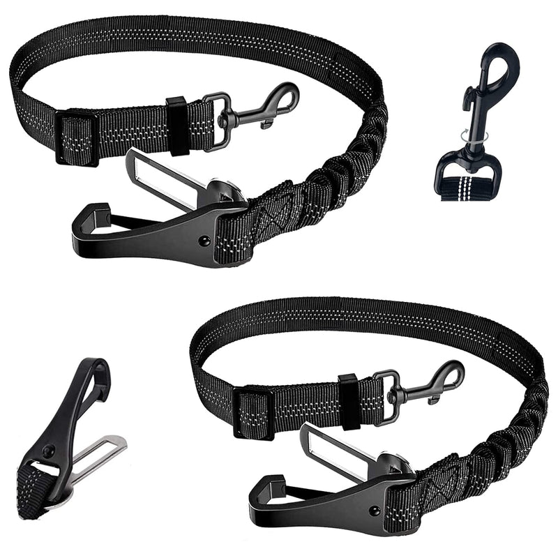Kelivi 2-in-1 Dog Car Seat Belt 2 Packs Adjustable Dog Seat Belts for Car, Hook Latch Bar & Seatbelt Buckle Pet Dog Car Harness Belt for Vehicle Trip (Black) Black 2-IN-1 Design 2Pcs - PawsPlanet Australia