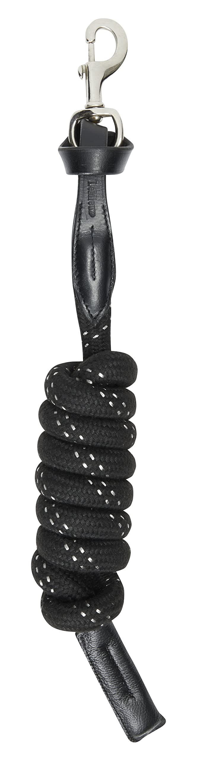 LeMieux Lasso Lead Rope for Horses - Black - Woven & Leather - Strong Brass Trigger Clip - One Size - PawsPlanet Australia