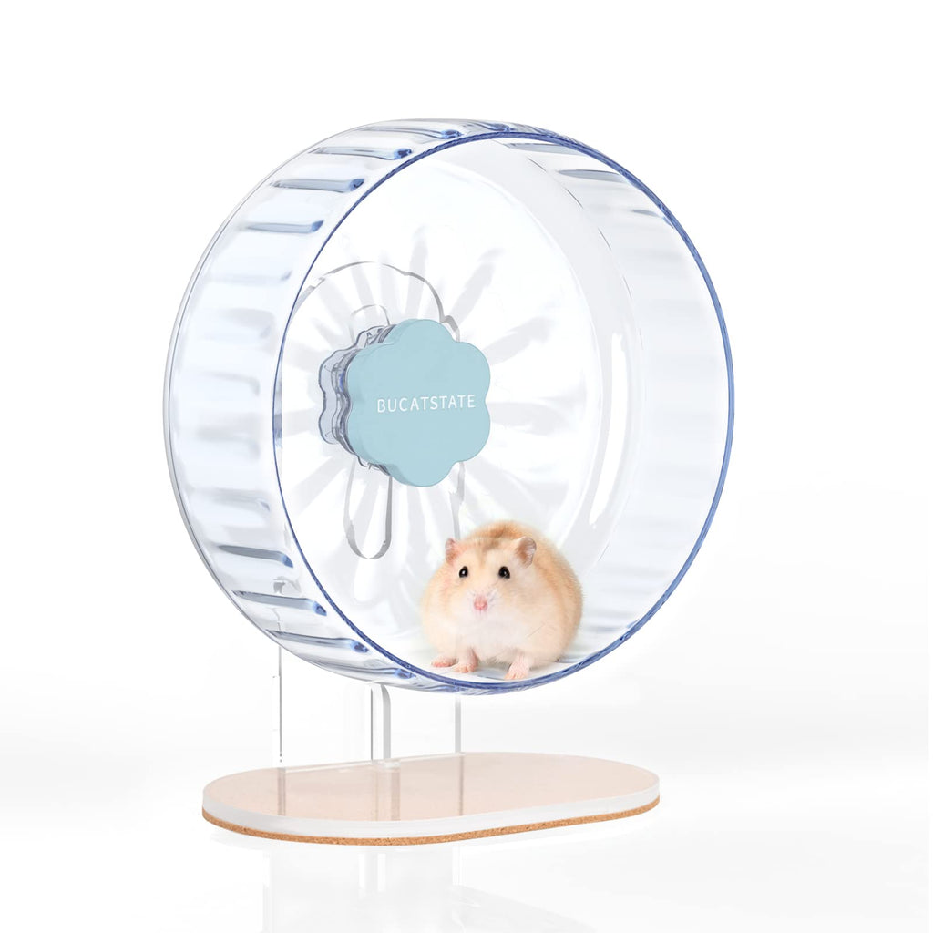 Bucatstate Hamster Wheel Super-Silent 21cm with Adjustable Base Dual-Bearing Exercise Wheel Quiet Spinning Running Wheel for Dwarf Syrian Hamster Gerbils and Other Small Animals（Blue） Blue - PawsPlanet Australia