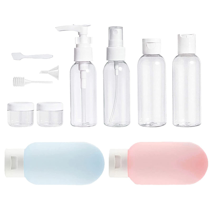 TSHAOUN 11 PCS Travel Bottles Set, Spray Bottles, Air Travel Size Bottle Toiletries Liquid Containers, Leak Proof Refillable Squeezable Containers Set for Cosmetic Makeup, Liquid Shampoos (50ml) 11Pcs - PawsPlanet Australia