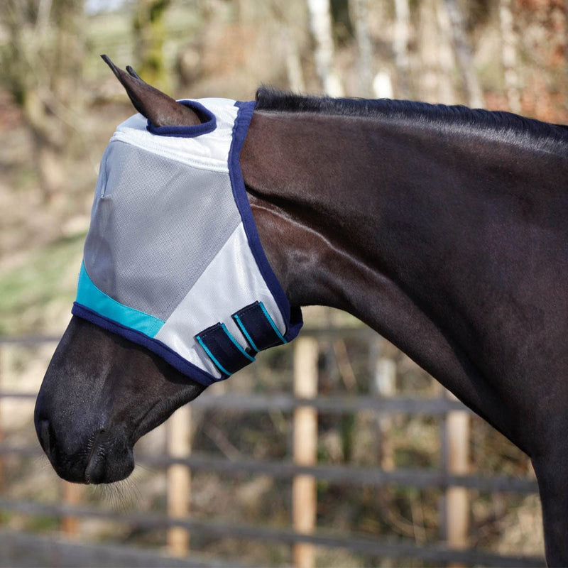 Masta Horse Fly Mask Teal | Equestrian Midge Protection Repellent Hood | Pony Cob Full Extra-Full - PawsPlanet Australia