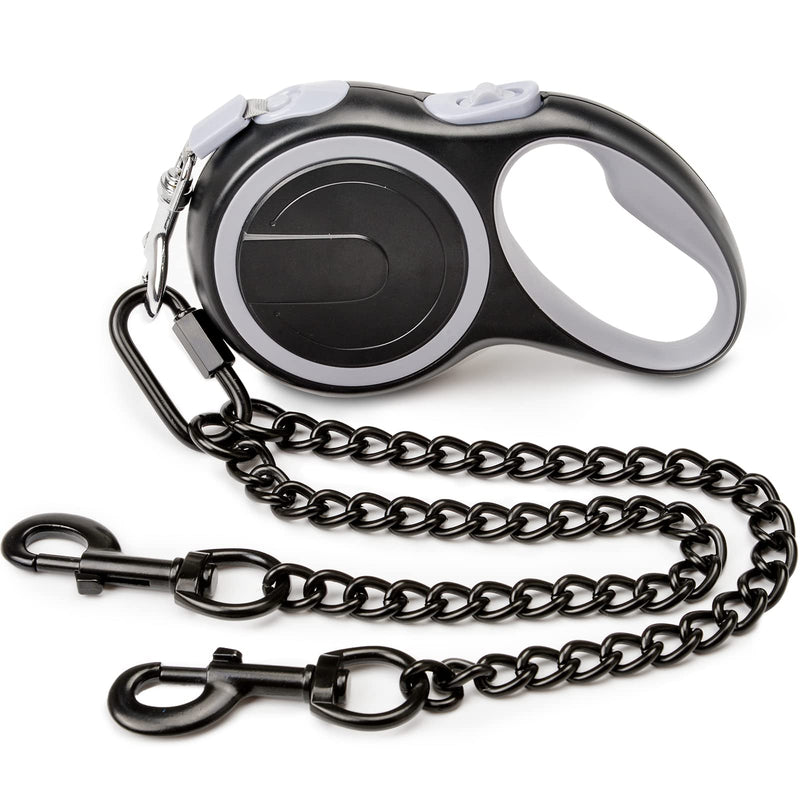 Fiyade Retractable Dog Lead for Large Medium Small Dogs, Double Retractable Dog Leash with 2 Dogs Chain Lead, Double Dog Ended Lead Extendable Dog Lead 3m + Metal Double Lead 50cm-S S-3m+50m - PawsPlanet Australia