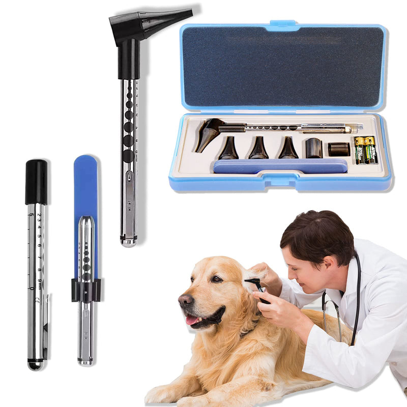 HUHKOUAE Veterinary Otoscope Kit,LED Vet Pet Cat Dog Ear Mirror Speculum,Checking Pets Ears Eye Oral Cavity,Apply To Pets of All Ages Dogs Cats Rabbit - PawsPlanet Australia