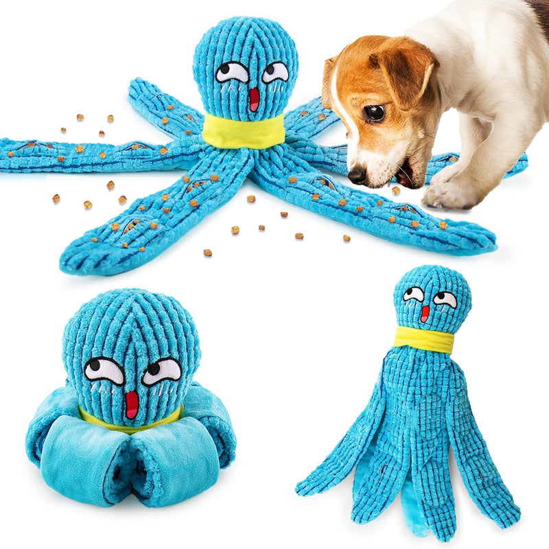 TOTARK Interactive Dog Toys Brain Games for Dogs Snuffle Octopus Toy, Dog Treat Slow Feeding Training Plush Teething Dog Squeak Durable Chew Toys Dog Birthday Gift - PawsPlanet Australia