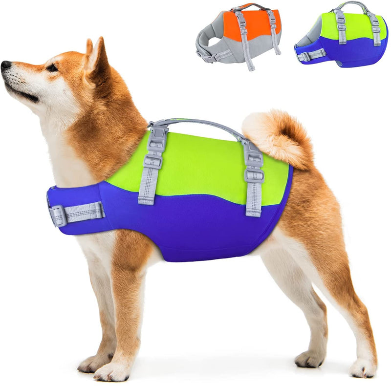 Siivton Dog Life Jacket: Ripstop Dog Life Vest - for Boating Swimming, Adjustable Reflective Life Jacket for Dogs with Buoyancy, Rescue Handle, Dog Swimming Jacket for Small Medium Large Dogs-S BGS Bright Green - PawsPlanet Australia