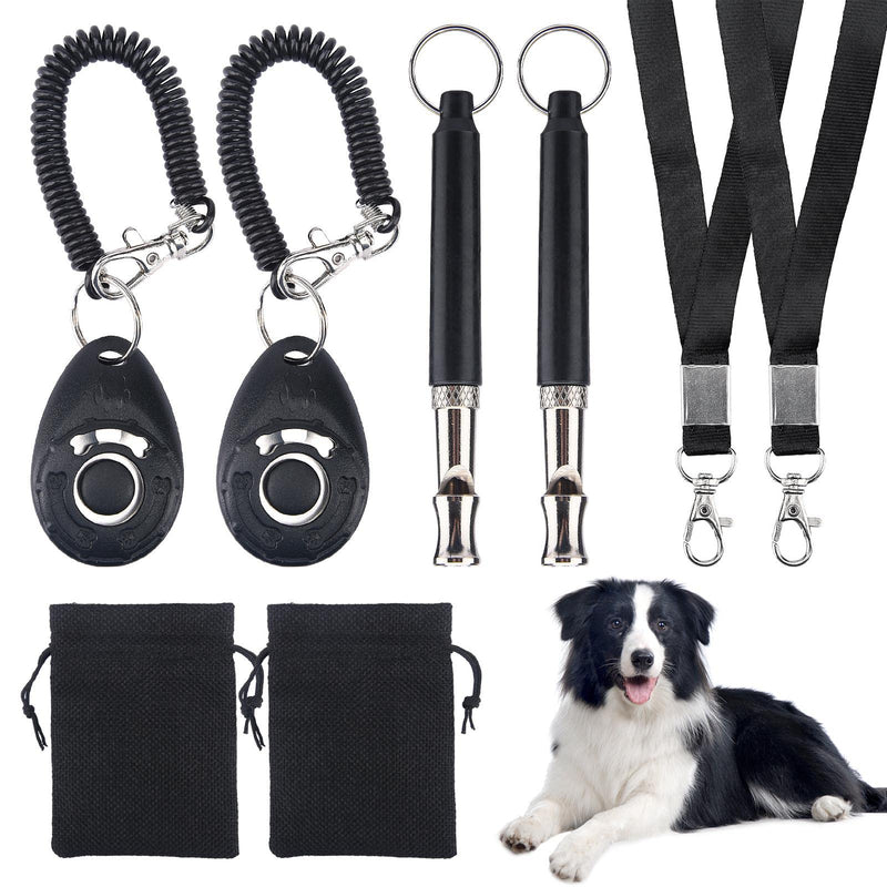 POHOVE 8pcs Dog Whistle And Clicker Training Set & Black Strap Lanyard,Storage Bag,Dog Whistle To Stop Barking,Adjustable Silent Dog Whistle,For Dog Recall Behavioral Silent Training - PawsPlanet Australia