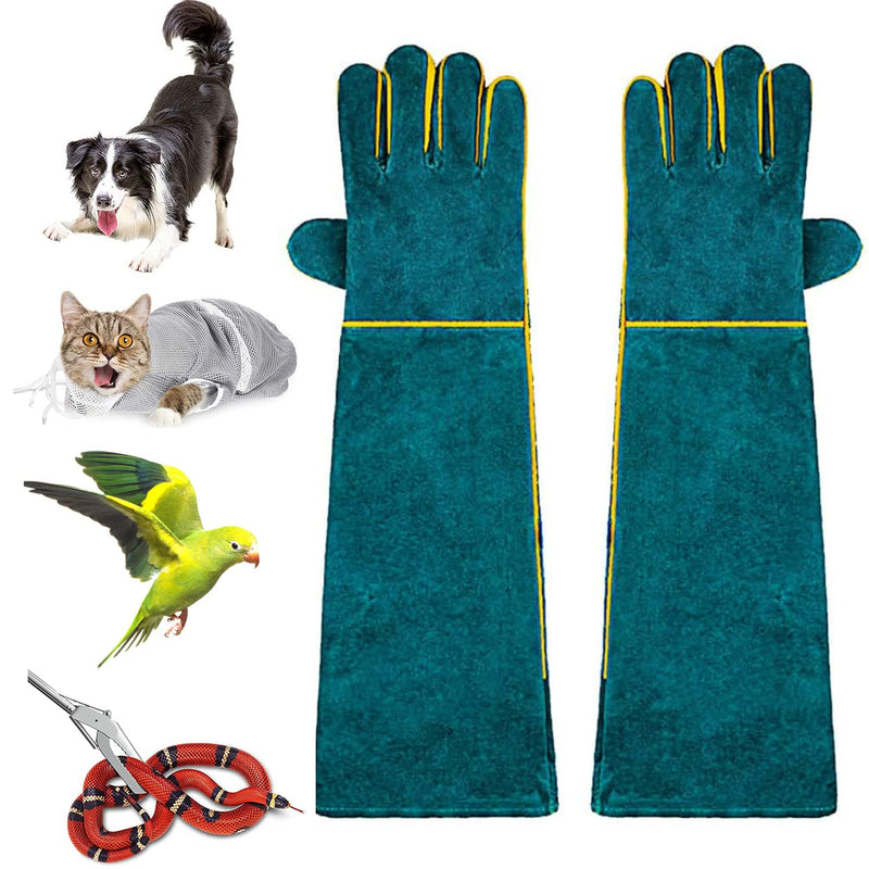 XIEHUZA Animal Handling Anti-Bite Gloves, 16inch Reinforced Leather Welding Gloves for Gardening, Grooming, Dog Training, Cat Scratch, Bird Handling Falcon Gloves Grabbing, Bite Resistant Feed Gloves 40cm/ 16inch - PawsPlanet Australia