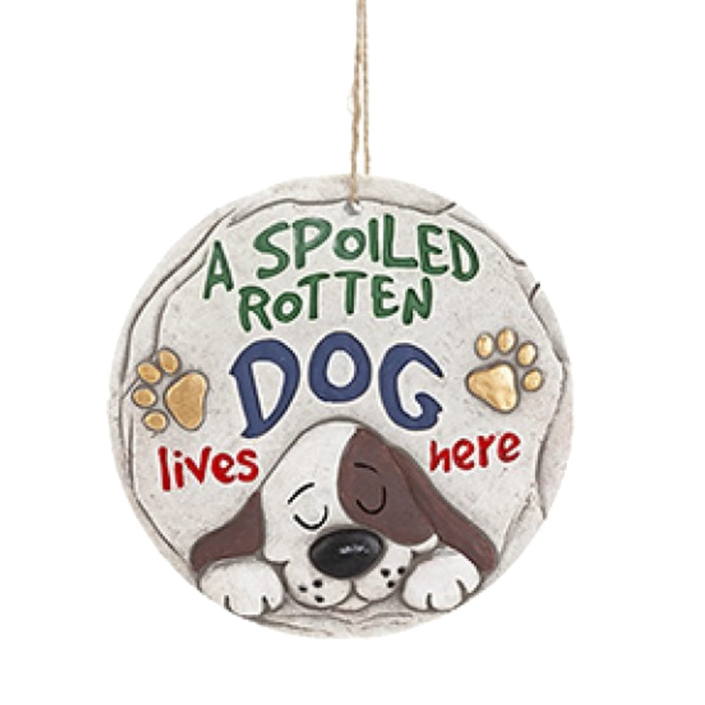 PMS Pet Garden Stone Plaque Hanging Ornament - Round - Dog Lives Here - PawsPlanet Australia