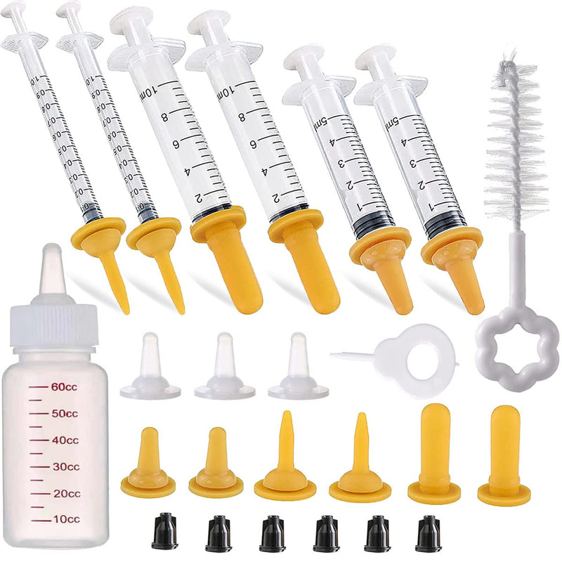 Puppy Syringe Feeder, Puppy Nursing Bottle Pet Syringe Feeding Kit Original Nipple with Syringe, Feeding Nursing Bottle for Small Pet Puppy Kitten(24 Pack) - PawsPlanet Australia